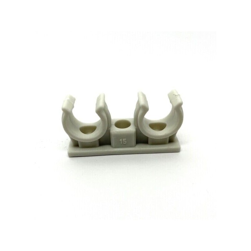 10 x Pipe Clips Double Pipe Holder Double White Pipe