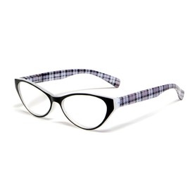 Calabria Emily Cateye Reading Glasses +1.25 Crystal Black Plaid Women Trendy Fashion Eyeglasses Cat Eye Single Power Readers
