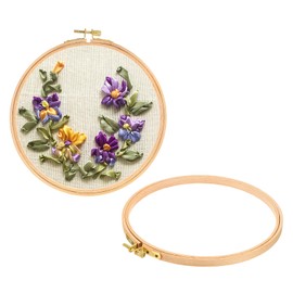 PATIKIL 2 Pieces 8 Inch Embroidery Hoops Round Adjustable Beach Wood Circle Cross Stitch Hoop Ring Bulk for Embroidery Art Craft Handy Sewing Decoration
