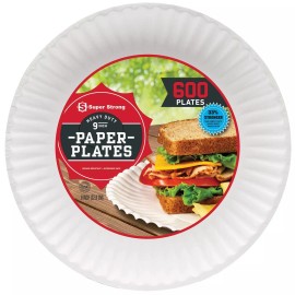 Super Strong Heavy-Duty Paper Plates, 9" (600 ct.) Microwave Safe, Cut Resistant