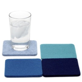 Graf Lantz - Bierfilzl Felt Coasters - Square - 100% Merino Wool - Moisture Wicking - Heat Resistant - Sustainable - Home Decor - Absorbs - Housewarming Gift - 4 Coaster Set - 4" x 4" x 5 mm - Ocean