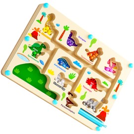 Magnetic Game for Toddlers: Fun Montessori Wooden Toy for Learning Numbers and Colors with Beads - Good for 2-5 Year Old Boys and Girls