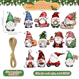 Pack of 24 Wooden Christmas Tree Decorations Wood, Christmas Tree Pendants Christmas Decoration, Santa Claus Decoration for Christmas, Christmas Tree Decoration