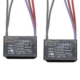 HQRP 2-Pack Ceiling Fan Capacitor CBB61 4.5uf+6uf+8uf 5-Wire UL Listed