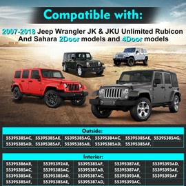 4 Door Hinge Assembly Kits Compatible with 2007-2018 Jeep Wrangler JK JKU Unlimited Rubicon Sahara, Fits Jeep Wrangler JK Inside and Outside, Jeep Wrangler JK Door Hinge 16PCS with 36 Bolts