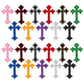 22 Pcs Cross Patches, Decorative Iron On Patches Cross Iron On Faith Religious Embroidery Patches for Clothes Iron On Patch for Jeans Shirt Hat Jacket
