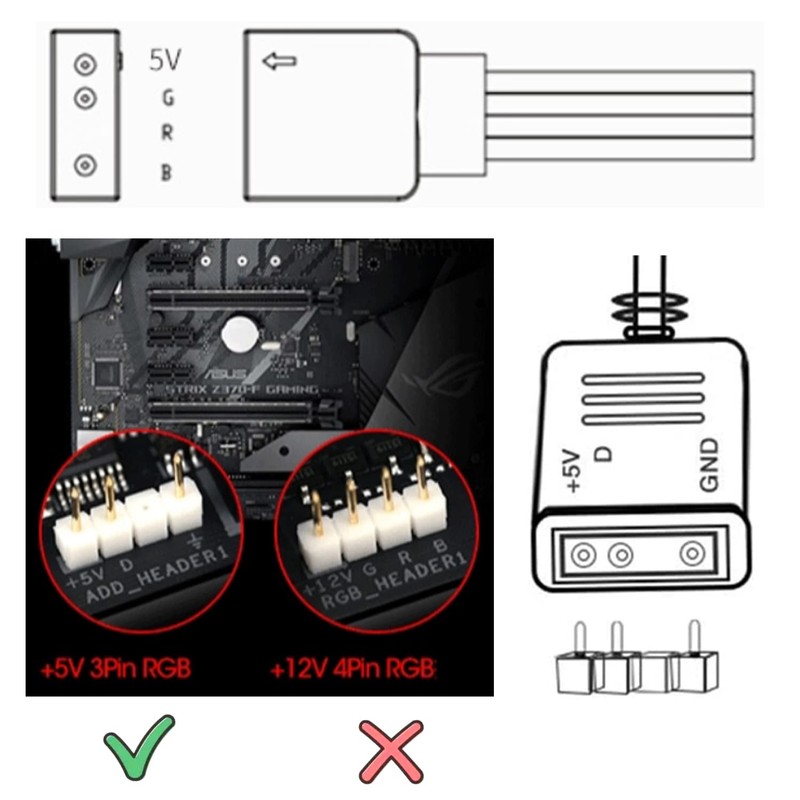Jstincal 1-to-5 ARGB Splitter Cable, ARGB Cable, 5V 3 Pin