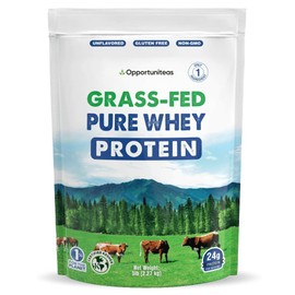 Opportuniteas Grass Fed Whey Protein Powder Concentrate - 1 Ingredient - Pure Protein Supplement for Drink, Smoothie, Shake, Cooking & Baking - Non GMO, Hormone Free & Gluten Free - 5 Pounds