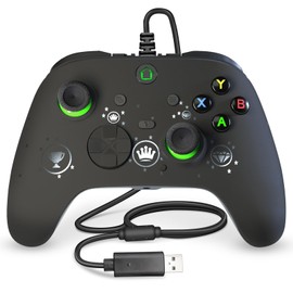 Wired PC Game Controller Compatible with PC, PC Gaming Wired Controller for Windows 10/11//Steam, Gaming Controller with Programming Buttons, Audio Jack, Turbo Button and RGB Light