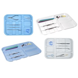 AmeriCan Goods 5 Pcs Dental Instrument Divided Tray Autoclavable Medical Instrument Set Up Flat Tray Size B - 13 1/2” x 9 5/8” x 7/8” Liliac