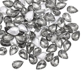 MECCANIXITY 50Pcs 10 x 14 mm Teardrop Rhinestones Acrylic Pointed Back Rhinestone Beads Gems for Jewelry Making Costume Crystal Embellishments Crafts, Gray