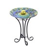 Hi-Line Gift 78415-F Solar Orb Peacock Glass Bird Bath with