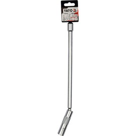 YATO Professional XXL spark plug wrench extension with joint, 14 mm, length: 310 mm, drive: 3/8 inch (10 mm) internal square, CrV steel, magnetic, spark plug socket, long joint insert