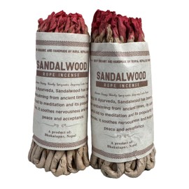 Frankie & Myrrh | Sandalwood Tibetan Organic Handmade Rope Incense - Made in Nepal - 2 Bundles (90 pcs) 3.5 Inches