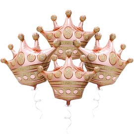 39'' Rose Gold Crown Balloons Royal Prince Birthday Supplies Party Queen Party Decoration, 4 Pack Giant Pink Crown Balloons Cap Foil Balloons Birthday Wedding Christmas Bridal Shower Supplies