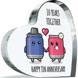 8th Anniversary Plaque Gifts for Wife Husband - Happy Bronze Anniversary - I Love You Romantic Acrylic Heart Gift For Women Men, 100mm x 100mm Present For Couples Eighth Wedding Anniversaries