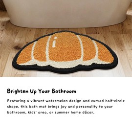 SAIONJI Croissant Half Circle Bath Mat, 30 x 17.7 Inch Cute Bathroom Rug