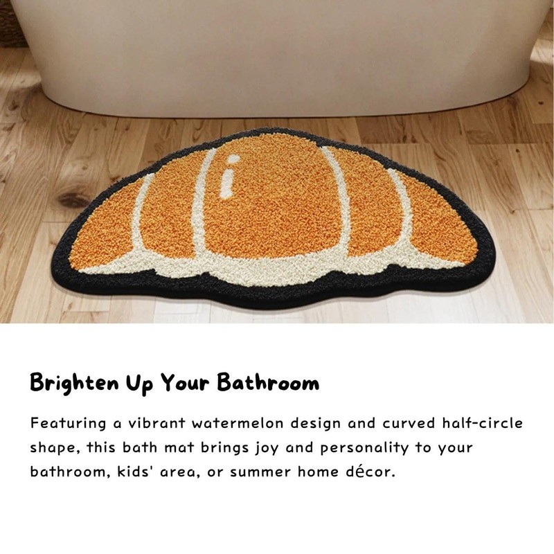 SAIONJI Croissant Half Circle Bath Mat, 30 x 17.7 Inch