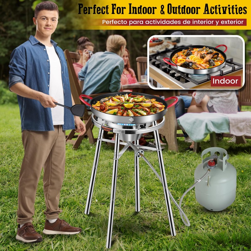 ARC Nonstick Paella Pan, Stainless Steel Burner and Stand Set,