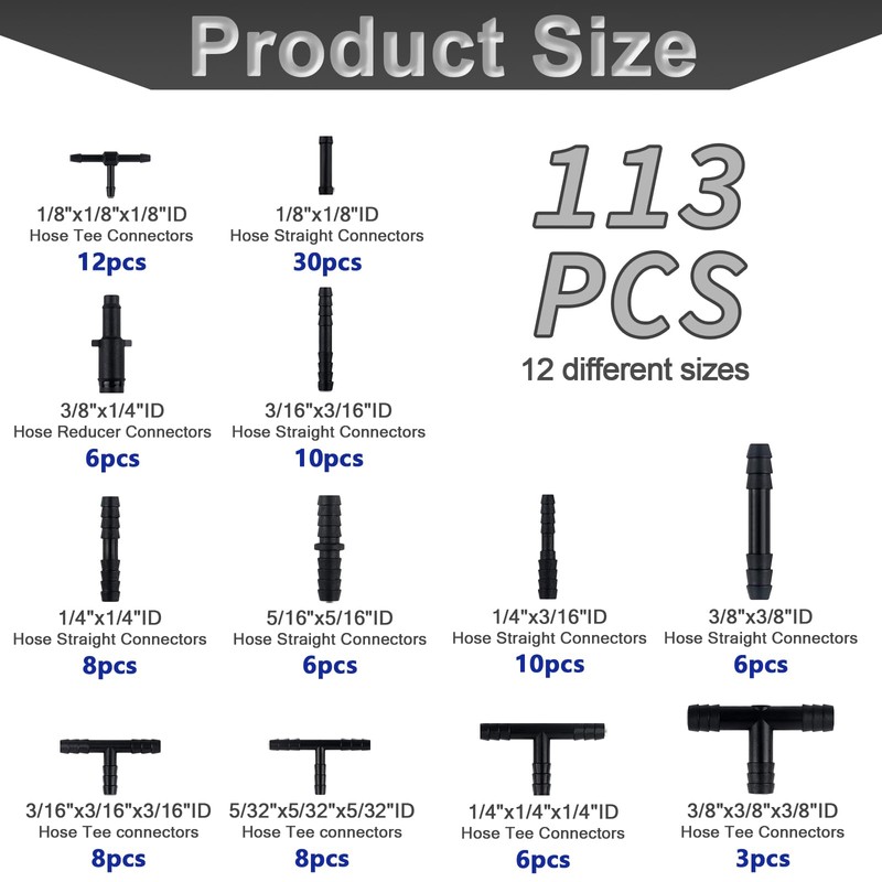 Multipurpose Vacuum Line Kit, 5Ft 6PCS Vacuum Hose Automotive+113PCS Vacuum