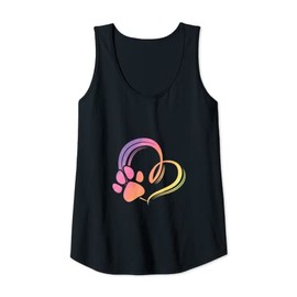 Womens Dogs Paw Cat Dog Mom Claw Dog Heart Colorful Fun Tank Top