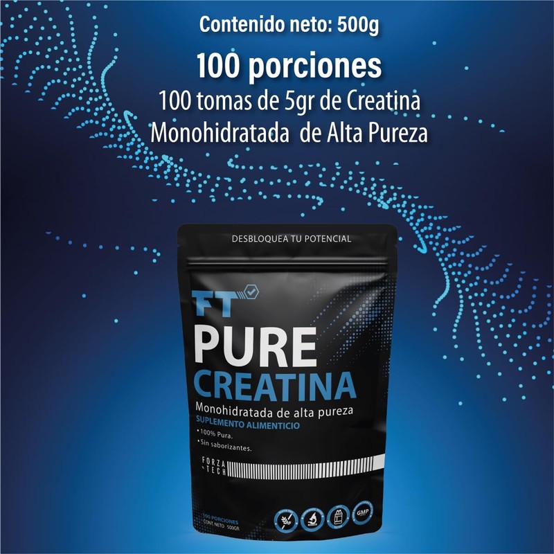 Creatina Monohidratada Micronizada de Alta Pureza 500g 100 Servicios de