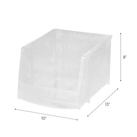 IRIS USA Clear Plastic Stackable Storage Bins, X Large- 4 Pack, Open Front Fridge Pantry Kitchen Closet Cabinet Bathroom Organizer Basket for Organizing Snack, Cans, Office Supplies, and Coffee Pods