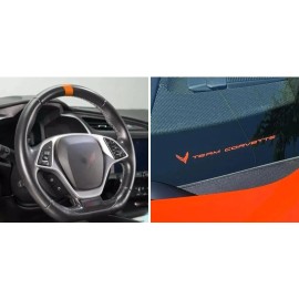 23766 C8 Corvette COMBO/SEBRING ORANGE STEERING WHEEL AND TEAM CORVETTE VINYL STRIPES