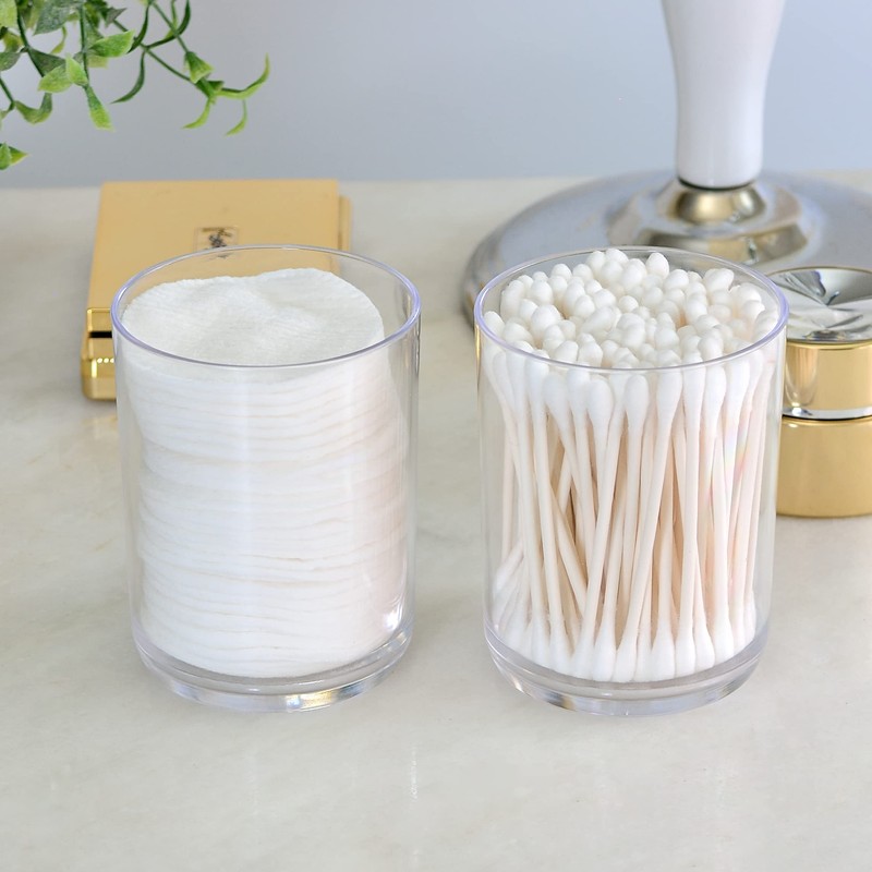 Youngever 2 Pack 8 Ounce Clear Qtip Holders, Plastic Apothecary