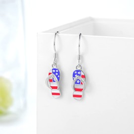 Daixiya American Flag Earrings for Women 925 Sterling Silver Flip Flops 4th of July American Flag Patriotic Earrings Patriotic Jewelry Independence Day Gifts for Women