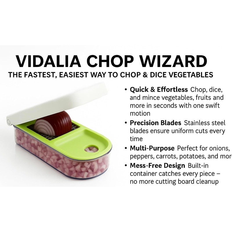 Vidalia Chop Wizard, Vegetable and Fruit Chopper with 2 Cup