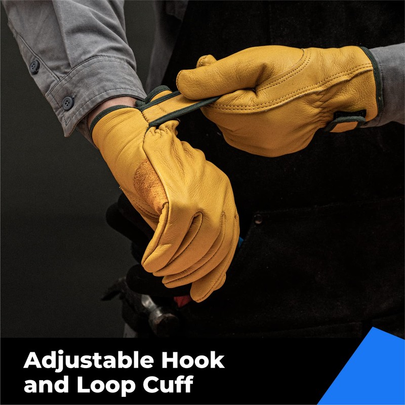 Winter Leather Work Gloves, Warm Thinsulate Lining for Cold Weather