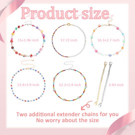 SaSbSc 9 Pcs Y2k Beaded Choker Necklace Colorful Flower Evil Eye Mushroom Jewelry Aesthetic Bead Necklaces for Women Christmas Valentine's Day Gift