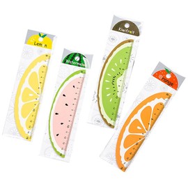 4Pcs Cute Colorful Fruit Wood Ruler Helpful Wooden Measuring Straight Rulers Durable Precise Students Tool Ruler Creative Fruit Design Ruler for School Office