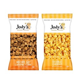 Jody’s Gourmet Popcorn Bundle – 1 Bag R53 Caramel Corn (7 oz) & 1 Bag Double Cheddar Popcorn (2.2 oz) – Sweet and Savory Snack – Perfect for Movie Nights, Parties, Gifting, and Celebrations