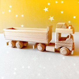 VESPLO Wooden Truck Toy - for 3+ Yr Children - Handmade in Poland - Natural Unfinished Wood Eco Friendly Toy