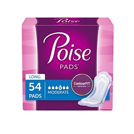 Poise Incontinence Pads, Moderate Absorbency, Long, 54 Count