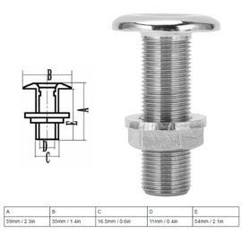 3/8 inch Thru Hull Fitting,316 Stainless Steel Thru-Hull Fitting with Nut,Water Drain Outlet Universal Plumbing Valve Fitting,Boat Plumbing Fittings,Water Drain Outlet Universal