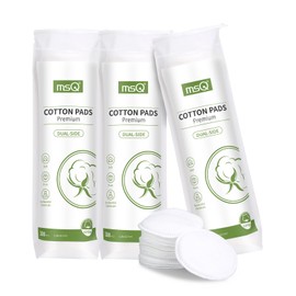 MSQ 300pcs Wattepads aus 100% zertifizierter Bio-Baumwolle,Biologisch Abbaubare Verpackung, perfekt für die tägliche Schönheitspflege Makeup Wattepads Hypoallergen Baumwollwattepads