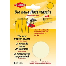 Kleiber Iron On Trouser Pocket Repair, Beige, One Size