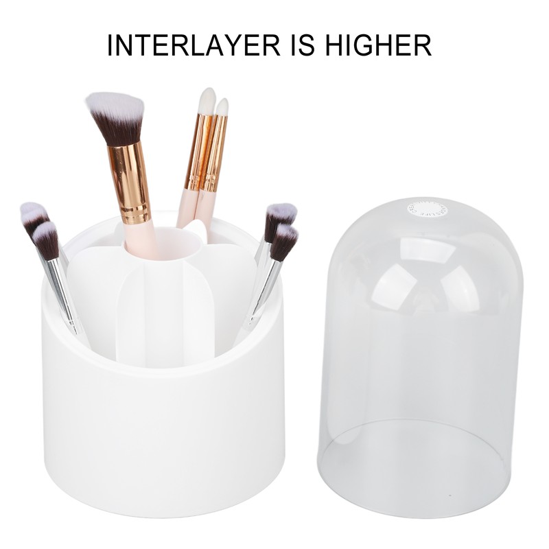 Makeup Brush Holder 360 Degree Rotatable Large Capacity Dustproof Cosmetics