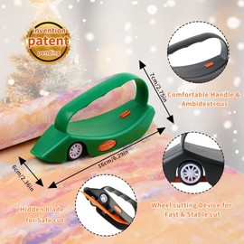 LIZAAL 2-Pack Wrapping Paper Cutter with 3 Replaceable Blades | New Gift Wrap Cutter with Wheels | Birthday and Christmas Wrapping Paper Cutter Slider for Home, Office or Classroom (Black & Green)