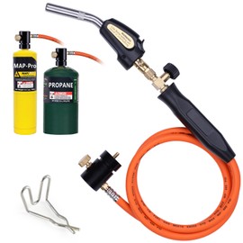 TAUSOM Propane Torch Hose Kit 3.6Ft, Mapp Map Gas Torch Kit Trigger Start, Adjustable Flame Knob Near Torch Head Stainless Steel, Soldering Torch-with Hook