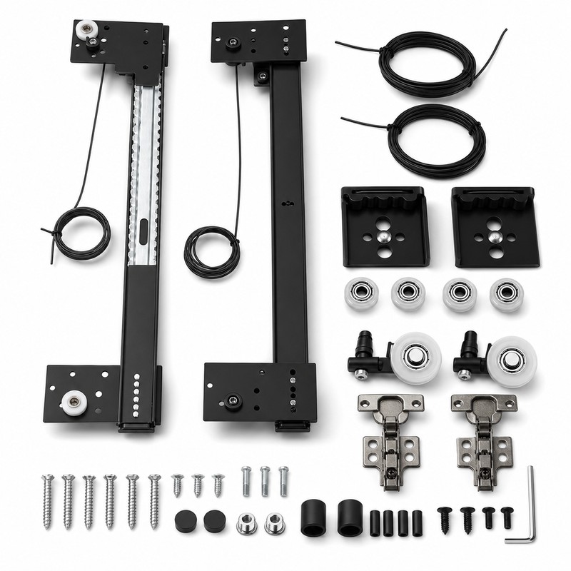 Hidden Folding Swing Door Track Hardware Kit for Cabinet and