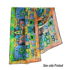 100% Mulberry Silk Scarf Women's Fashion Scarves Square and Long Bandana Shawls and Wraps Artist Collection Gift Package (Turquoise-Long)