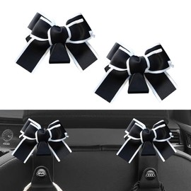 Wmavale Car Purse Hooks,2 Pcs Cute Creative Hidden Decoration,Automobile Bow Back Seat Headrest Hooks Universal For Most Cars (Black)