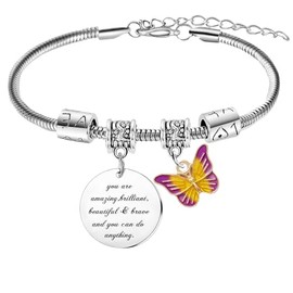 MADHAHEFU Inspirational Bracelets For Girls Teenage Christmas Birthday Gifts For Girls Grandaughter Daughter Jewellery Motivational Bracelets