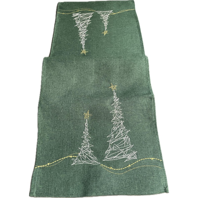 khevga Table Runner Tablecloth Christmas Modern in Grey with Embroidery