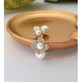 Vetieeimo Simulated Pearl Earrings for Women S925 Sterling Silver Post Wedding Prom Earrings (14K Gold)