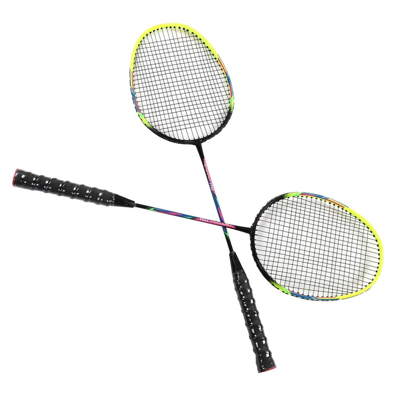 1 Pair Green Badminton Racket Set Fashionable Lightweight Comfortable Grip
